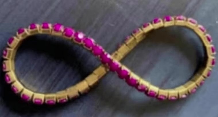 Paars - goudkleurige armband, armbandje, schakels, Ophalen of Verzenden, Zo goed als nieuw, Paars, Overige materialen