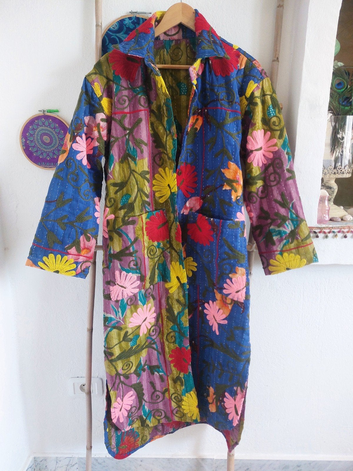 Vintage Kantha Jas - Handgemaakt & Geborduurd, Kleding | Dames, Maat 38/40 (M), India, Nieuw, Meerkleurig