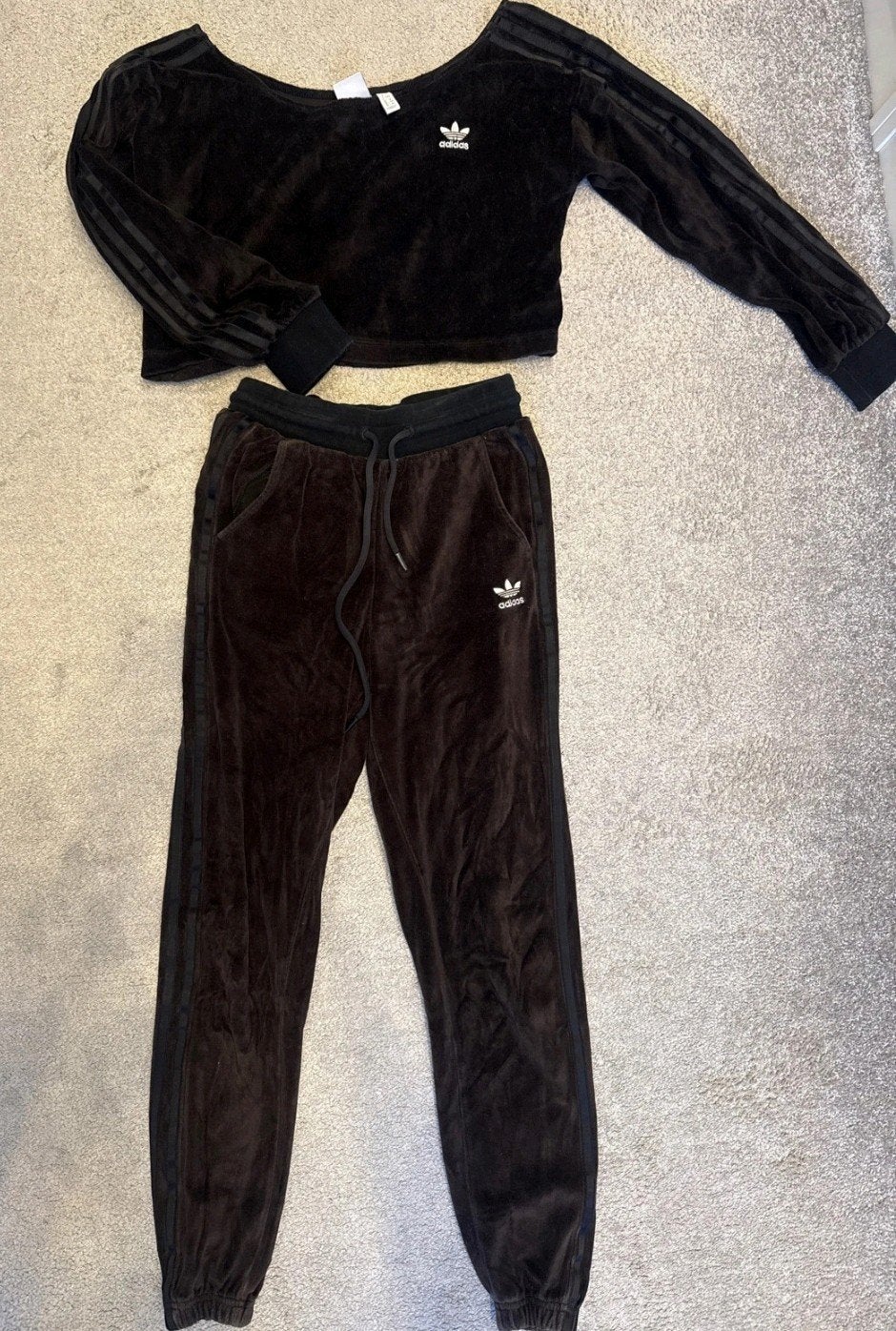Adidas Trainingspak van Fluweel, Maat 38/40 (M), Zwart, Verzenden, Adidas