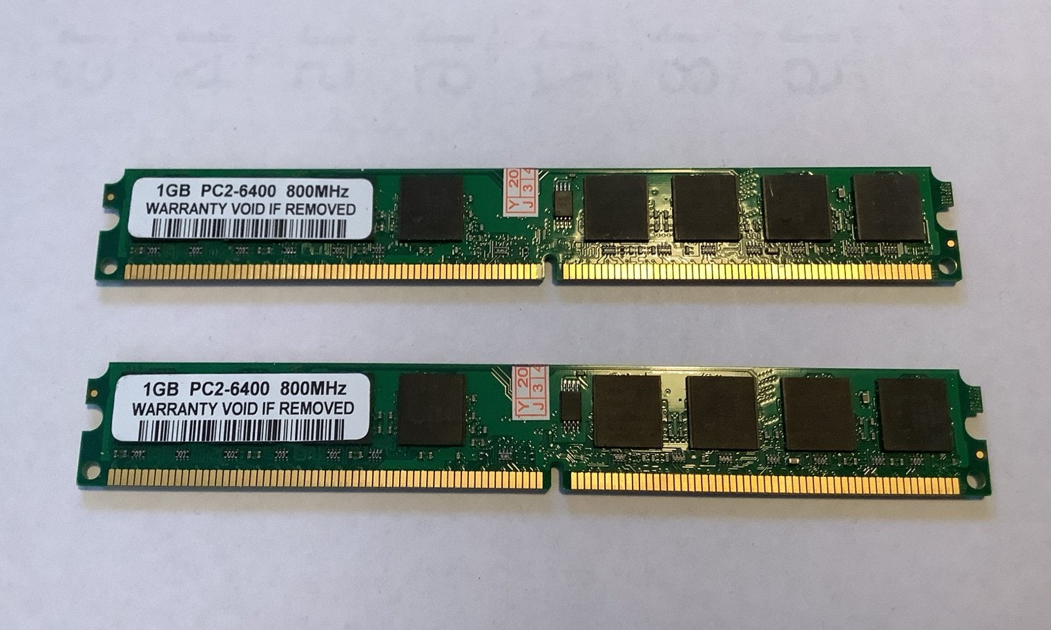 2x 1GB PC2-6400 800MHz SDRAM Geheugenmodules, Computers en Software, RAM geheugen, Gebruikt, Ophalen of Verzenden, DDR2, Desktop