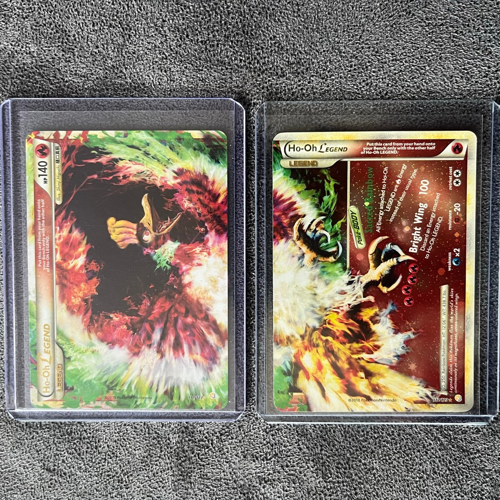 Pokémon Ho-Oh LEGEND TOP + BOTTOM 111/123 en 112/123 NM, Ophalen of Verzenden, Zo goed als nieuw, Meerdere kaarten, Foil