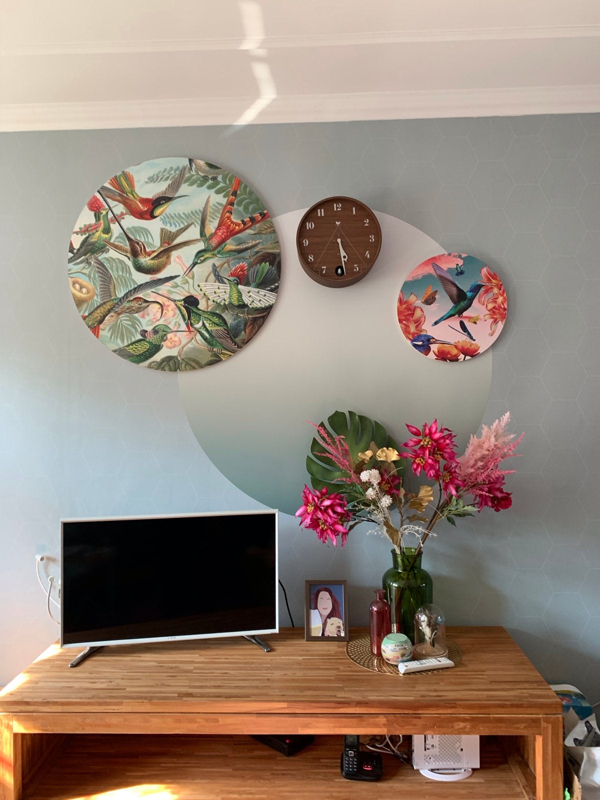 Set van 2 houten wandcirkels 'Hummingbirds' - Ernst Haeckel, Ophalen, Hout, Meerkleurig, Nieuw