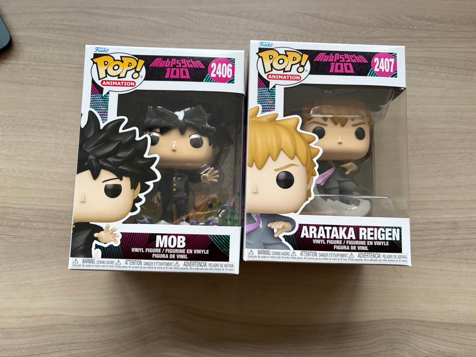 Funko Pop! Mob Psycho 100  2406 & Arataka Reigen #2407 Set, Funko Europe, Ophalen of Verzenden, Zo goed als nieuw, 4th floor, 1 Queen Caroline St, London W6 9YN, Verenigd Koninkrijk