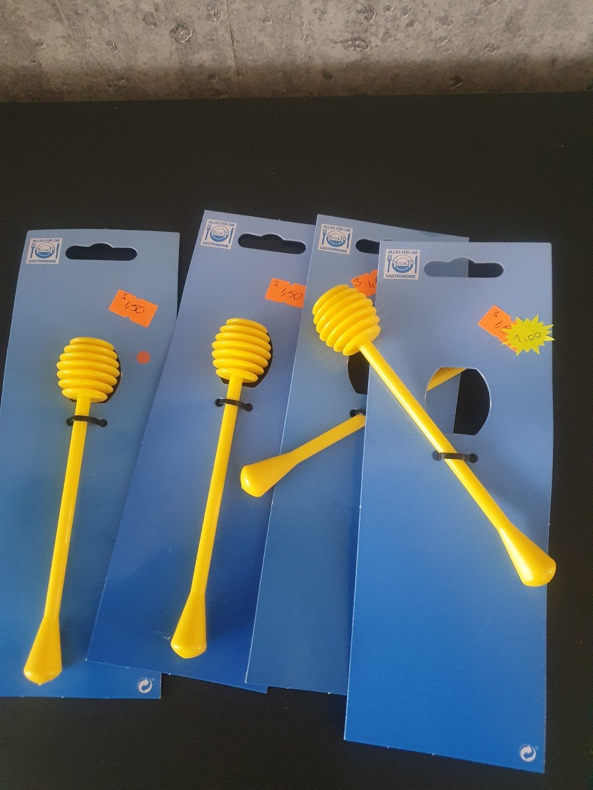 Nieuwe set van 4 gele honinglepels, Overige typen, Nieuw, Ophalen of Verzenden, Kunststof