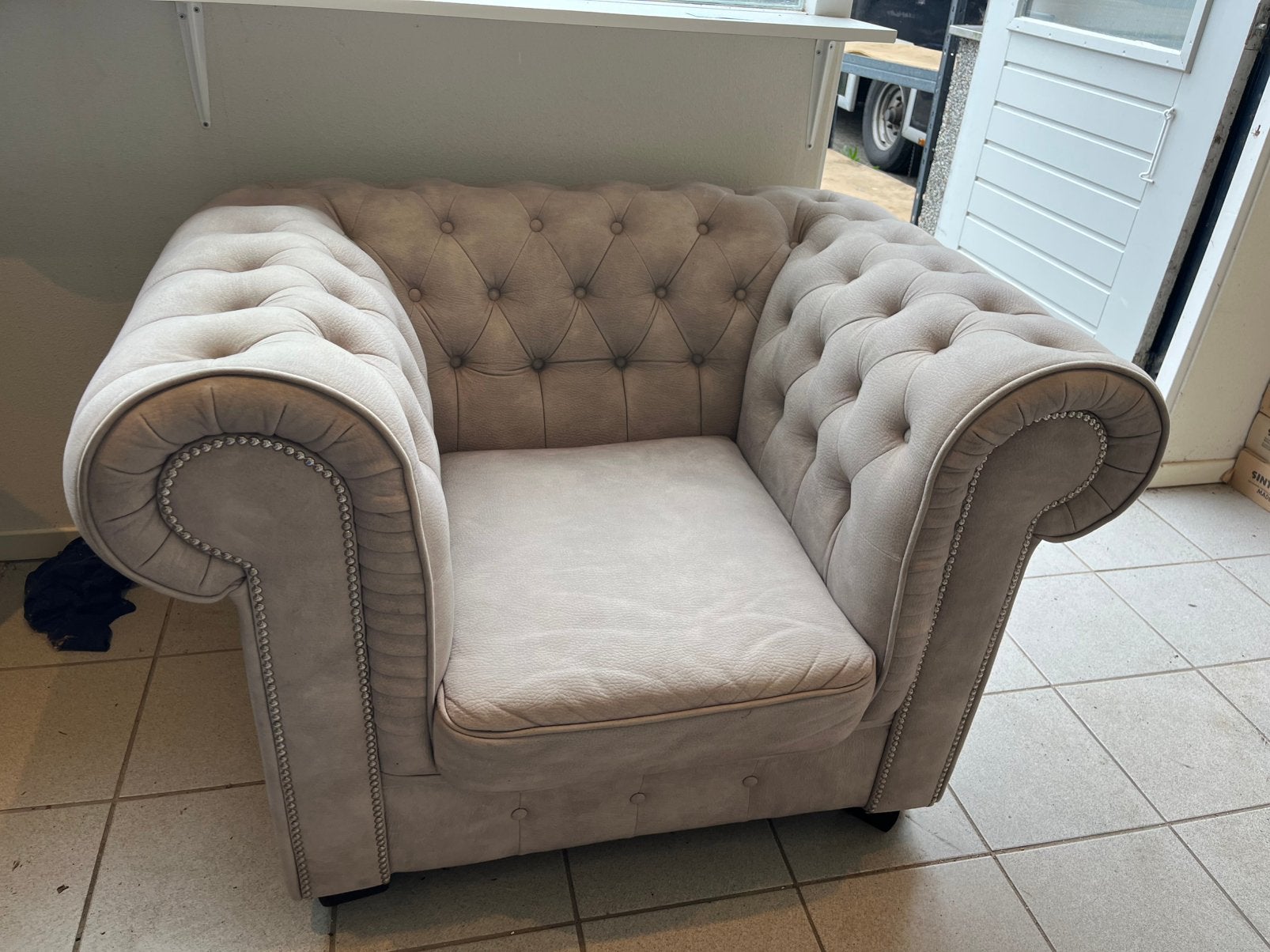 Fauteuil chesterfield, Huis en Inrichting, Fauteuils, Ophalen, Zo goed als nieuw, 75 tot 100 cm