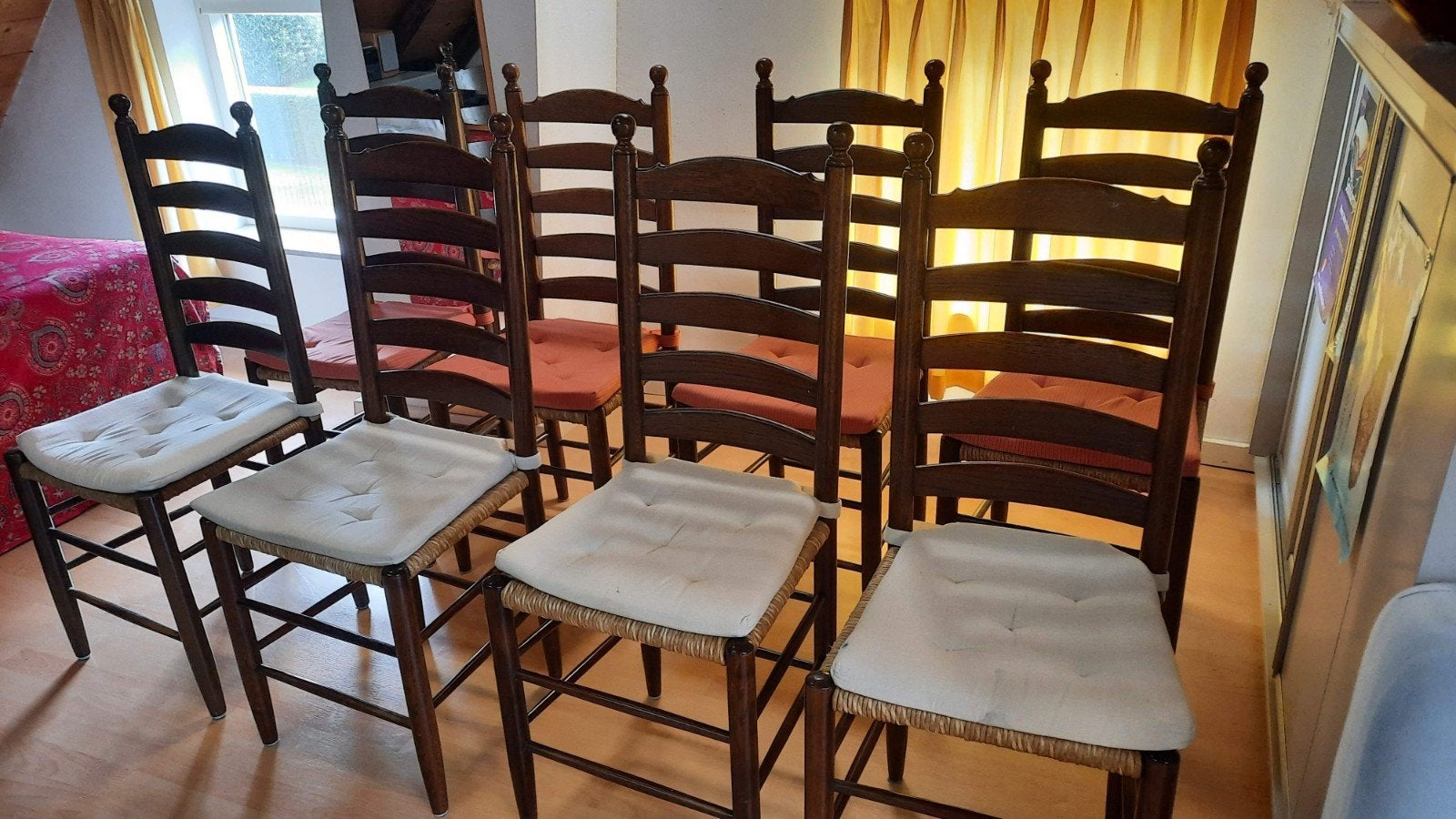 eetkamerstoelen, Huis en Inrichting, Stoelen, Ophalen, Gebruikt, Bruin, Stof