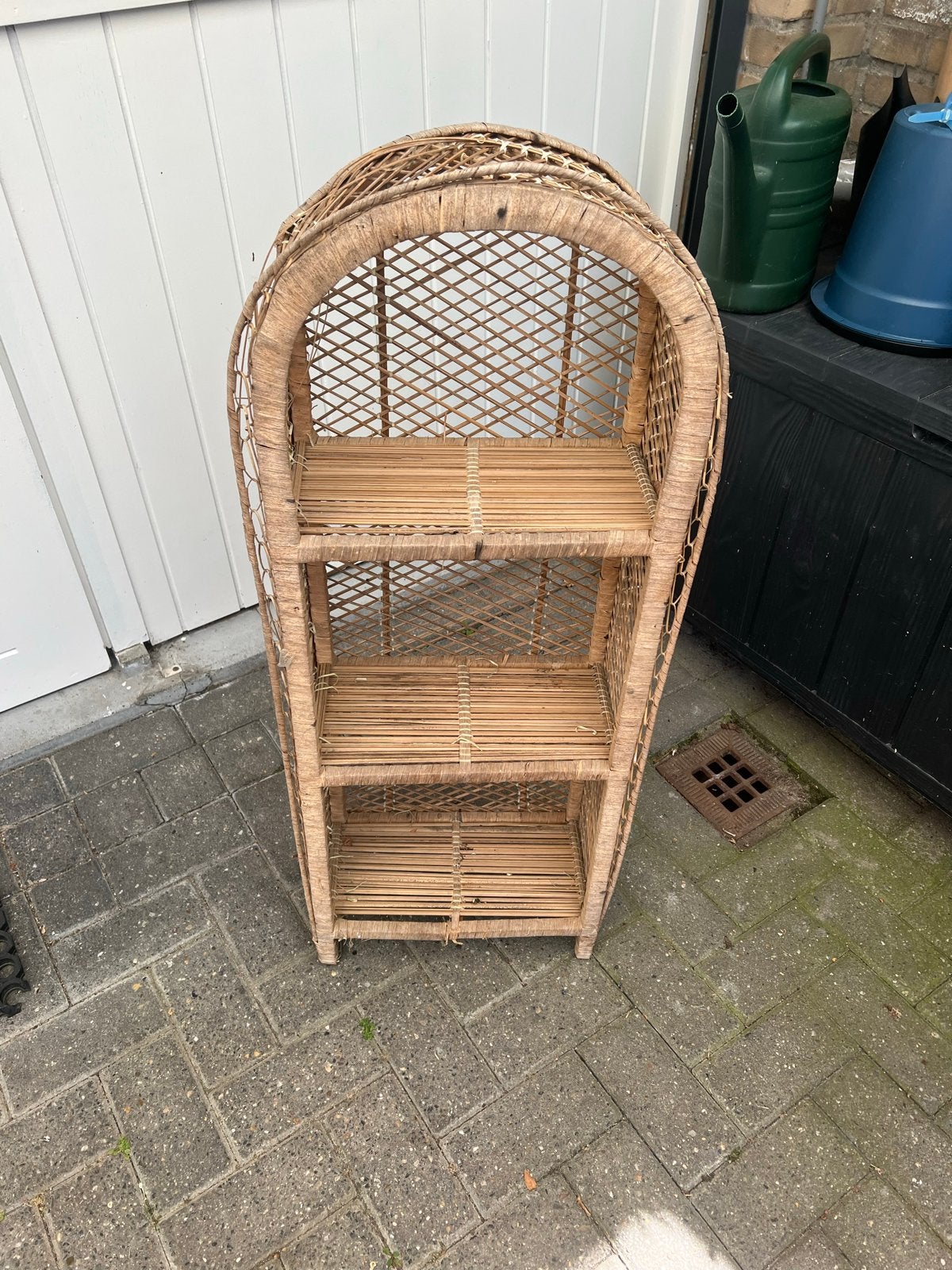 Vintage Rotan Boogkast | 3 Vakken | Plantenkast, Ophalen