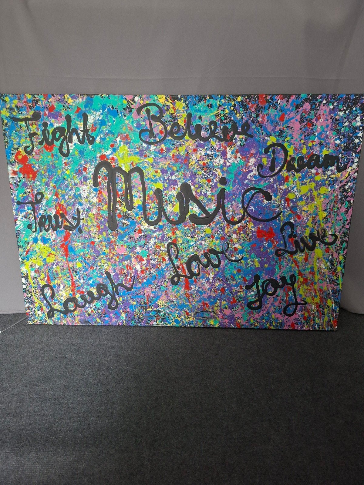Abstract Schilderij met Inspirerende Teksten, Ophalen