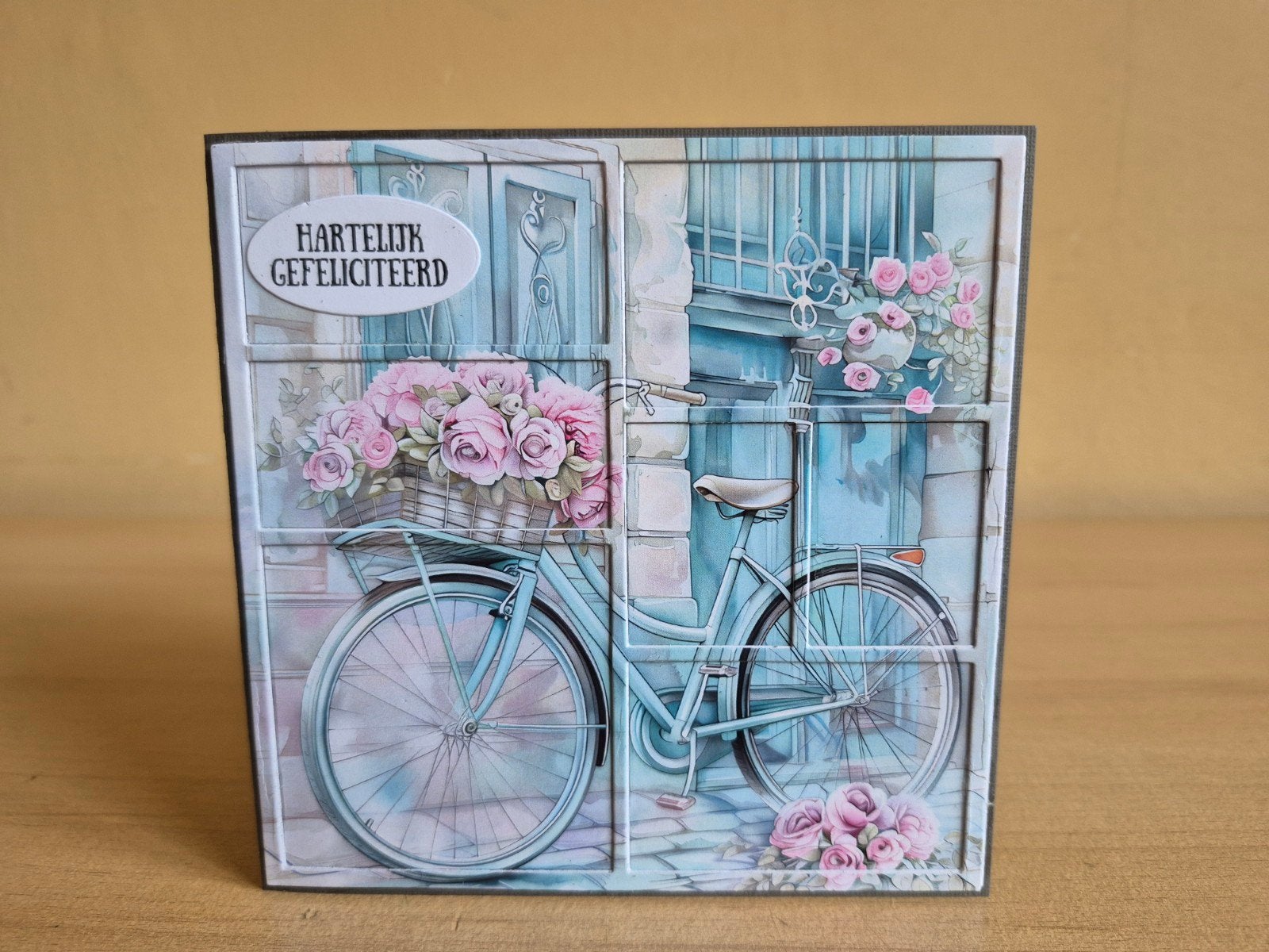 356a) diepte kaart- fiets met mand bloemen, Ophalen of Verzenden, Nieuw, Overige thema's