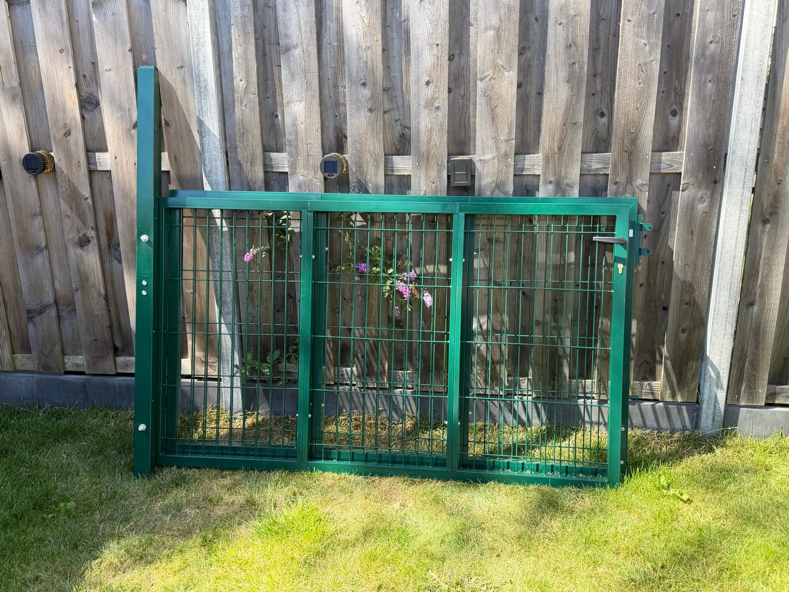 Tuinpoort Dubbel Groen 350x100cm - Zo goed als nieuw, Tuin en Terras, Met poort, Ophalen of Verzenden, Zo goed als nieuw, Tuinhek