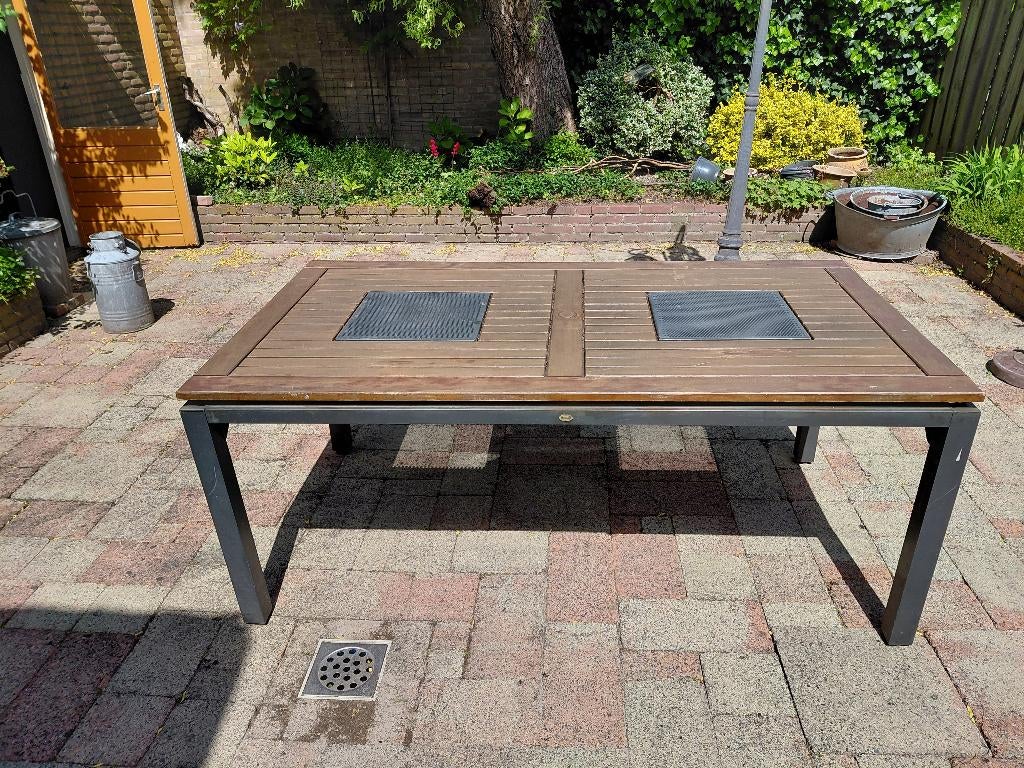 Houten / metalen tuintafel merk Hartman, Tuin en Terras, Ophalen, Gebruikt, Rechthoekig, Hout