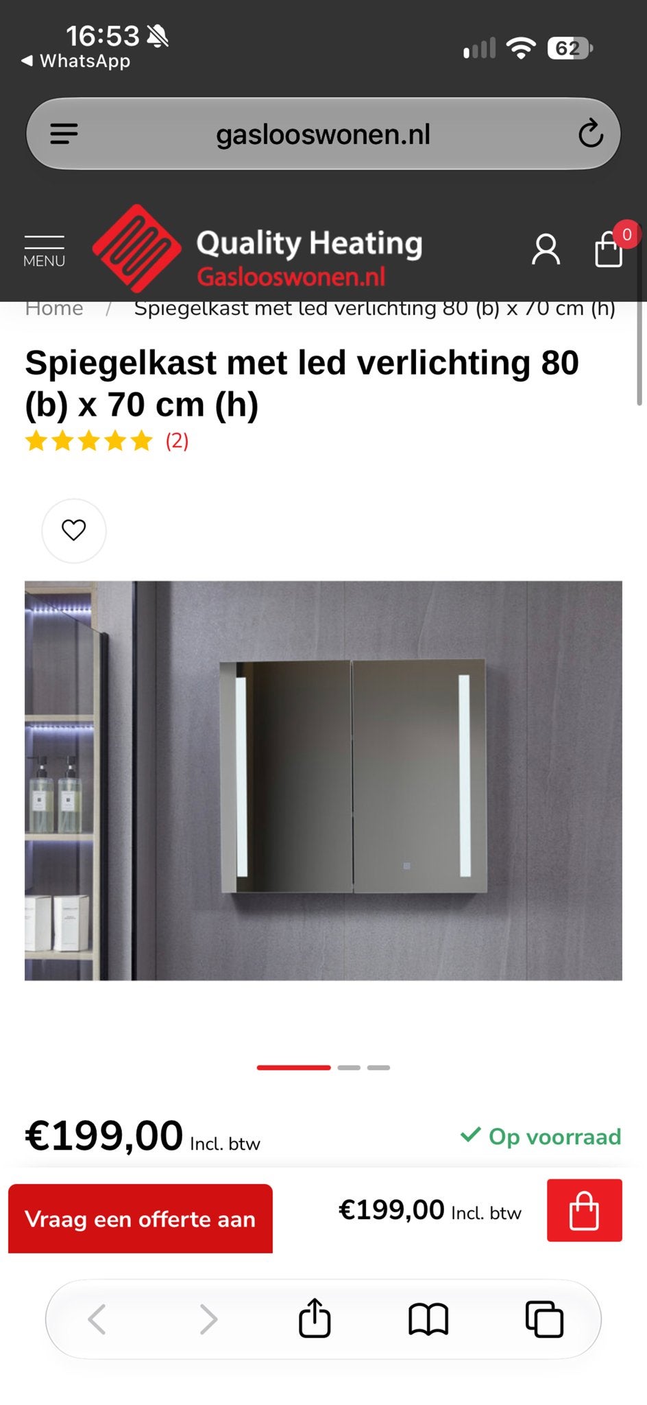 Spiegelkast met LED verlichting - Gratis af te halen, Ophalen, Nieuw, Rechthoekig, 75 tot 100 cm