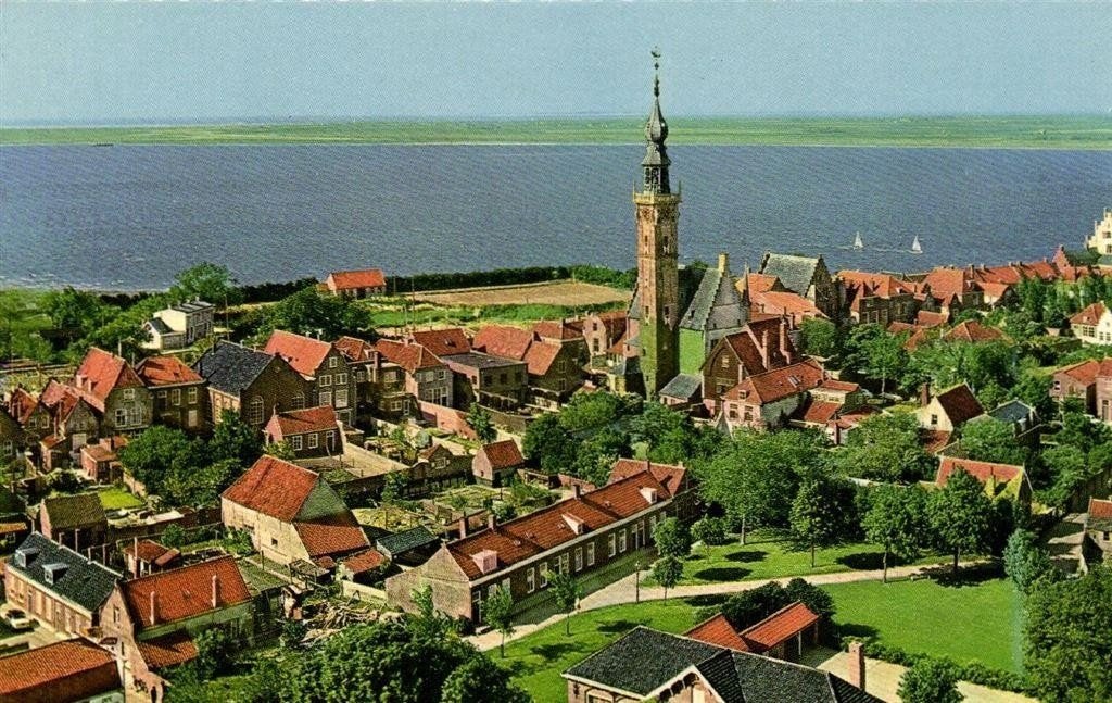 Veere, Panorama - luchtfoto - ongelopen, Ophalen of Verzenden, 1960 tot 1980, Ongelopen, Zeeland