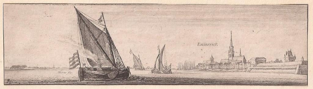 Wenzel Hollar. Gezicht op Emmerich. Ca. 1640, Antiek en Kunst, Ophalen of Verzenden