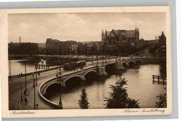 Oude Ansichtkaart Amsterdam Nieuwe Amstelbrug Tram 1913, Verzenden, Voor 1920, Gelopen, Noord-Holland