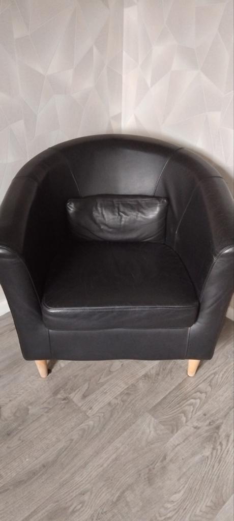 Leren kuipstoel, Ophalen, Gebruikt, 75 tot 100 cm, 50 tot 75 cm
