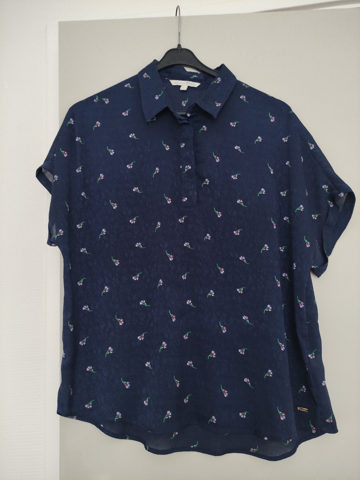 Tom Tailor Denim Blouse met Bloemenprint - Maat L, Maat 38/40 (M), Blauw, Ophalen of Verzenden, Zo goed als nieuw