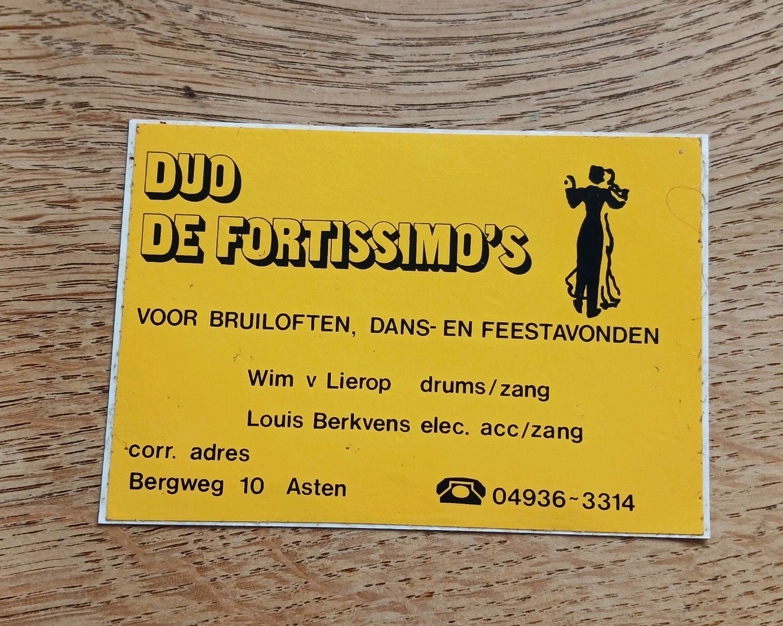 Sticker dans en amusementsorkest Duo Fortissimo's, ASTEN, Verzamelen, Ophalen of Verzenden, Zo goed als nieuw