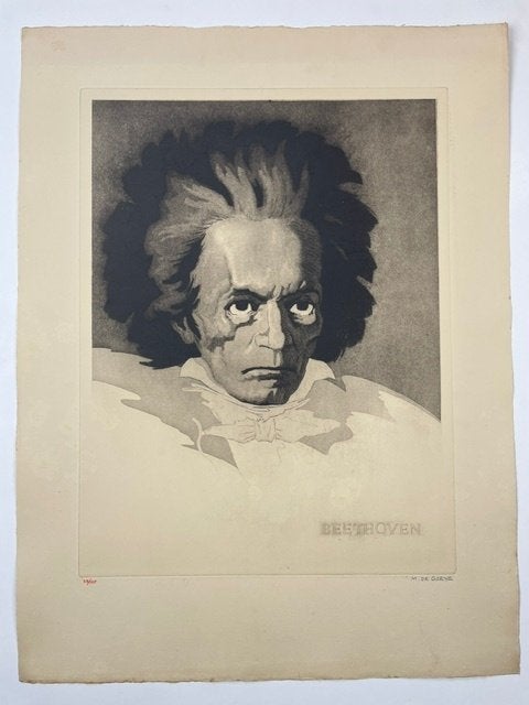 ets Michel de Goeye BEETHOVEN jaren 1930, Antiek en Kunst, Kunst | Etsen en Gravures, Ophalen of Verzenden
