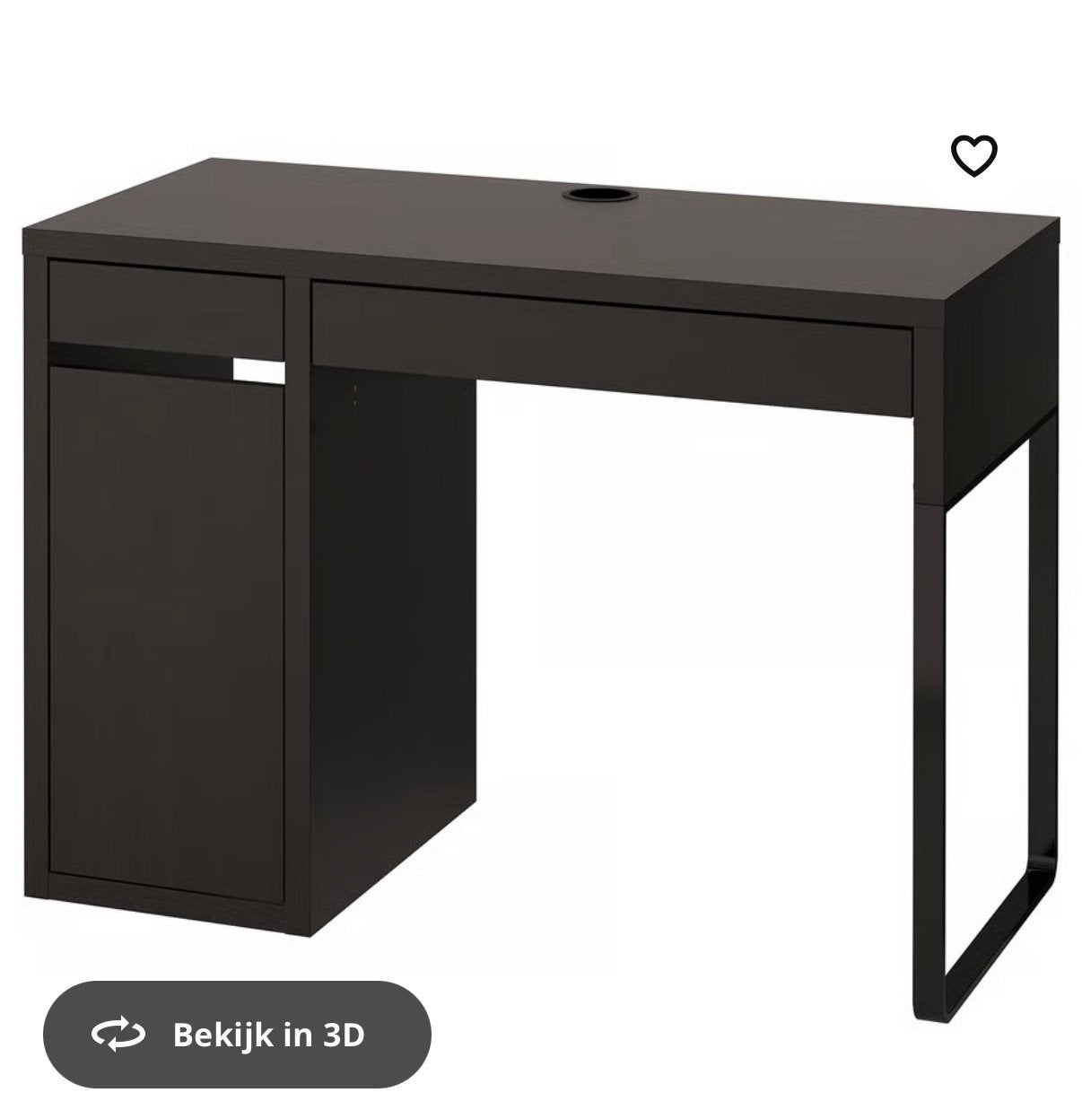 IKEA MALM Bureau met lade en kast, zwartbruin, Huis en Inrichting, Bureaus, Ophalen, Zwart, Gebruikt, Met lades
