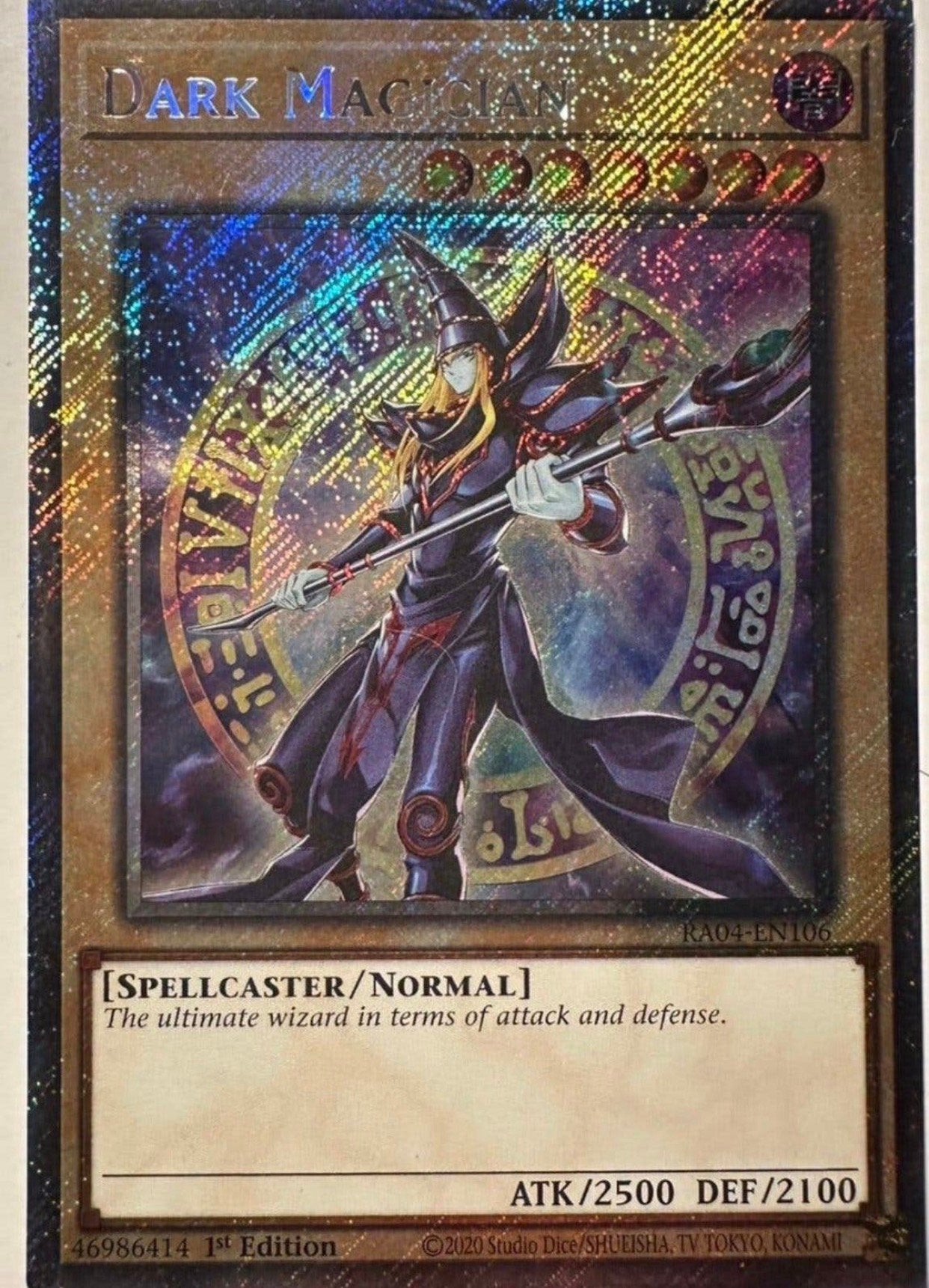 Yu-Gi-Oh! Alternative Dark Magician RA04 1st Edition !, Ophalen of Verzenden, Zo goed als nieuw, Losse kaart, Foil