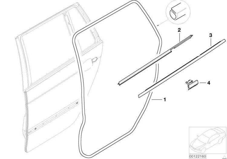 BMW E46 Touring, z.g.a.n ruitlijst,raamrubber, links-achter, Ophalen of Verzenden, Nieuw, BMW