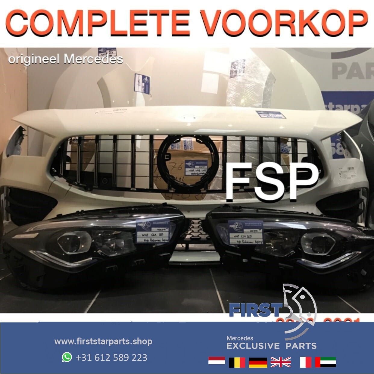 W118 C118 CLA AMG LINE VOORKOP WIT origineel Mercedes 2018-2, Gebruikt, -, Voor, Ophalen of Verzenden