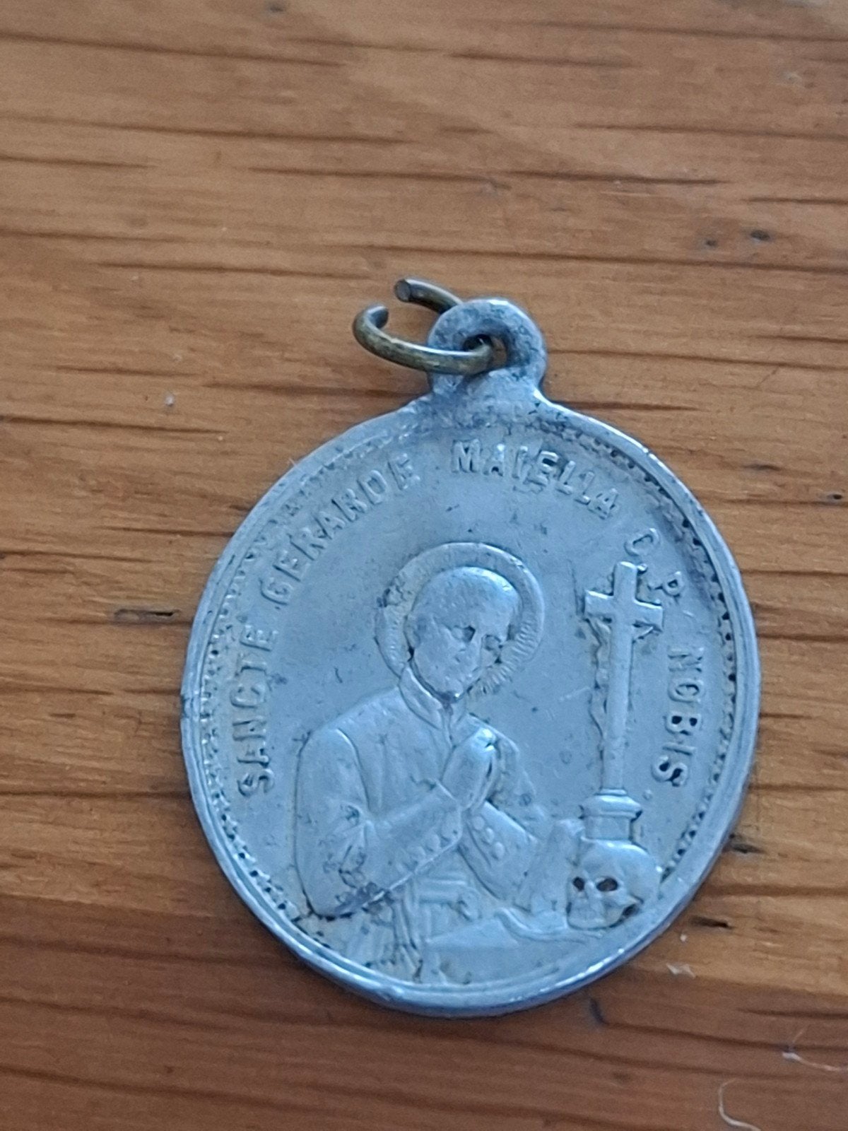 Vint. religieuze medaille - H. Gerardus Majella & OLV van AB, Overige materialen, Gebruikt, Overige voorstellingen, Ophalen of Verzenden