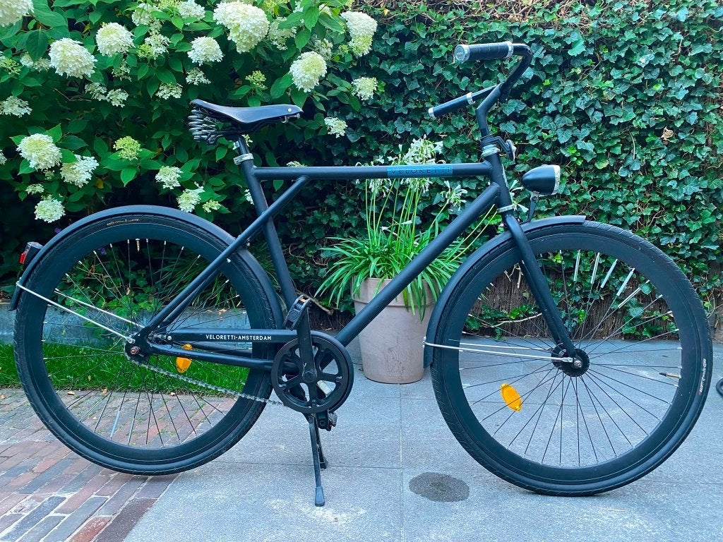 Veloretti Amsterdam Caféracer - herenfiets matzwart, Terugtraprem, Versnellingen, Zo goed als nieuw, 57 tot 61 cm