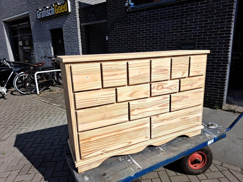 Gezandstraalde grenen ladekast puur natuur 15 lades