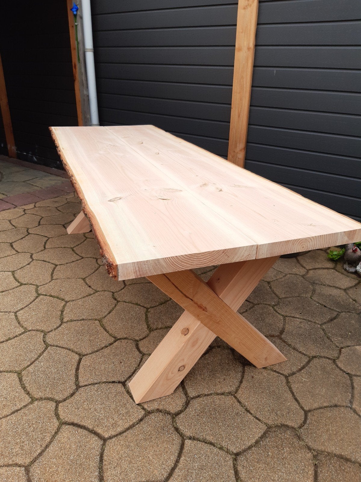 Tuinhout boomstamtafel picknicktafel van douglas hout, Tuin en Terras, Tuintafels, Ophalen, Rechthoekig, Hout