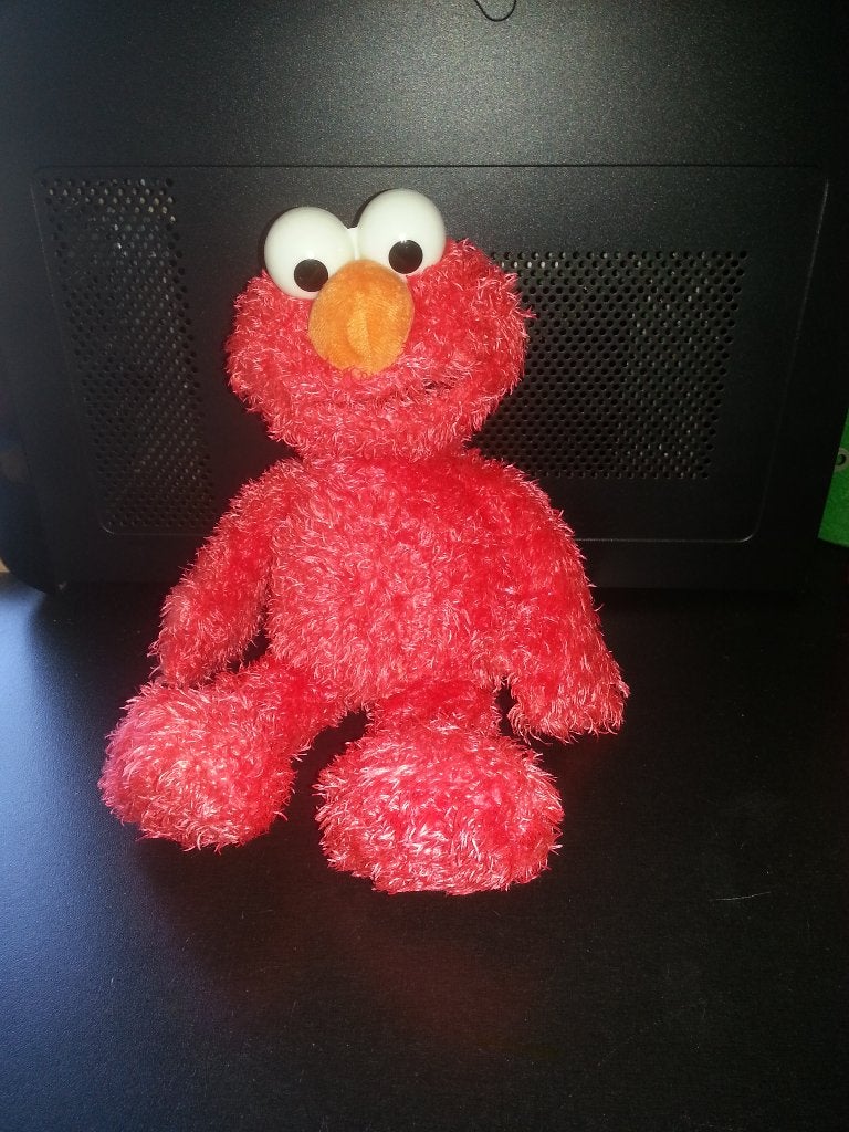 Elmo sesamstraat 2005 rood harig harde bol ogen 32 cm Oranje, Overige merken, Overige karakters, Overige typen, Ophalen of Verzenden
