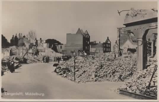 Middelburg Lange Delft, Verzamelen, Ansichtkaarten | Nederland, Verzenden, 1940 tot 1960, Ongelopen, Zeeland