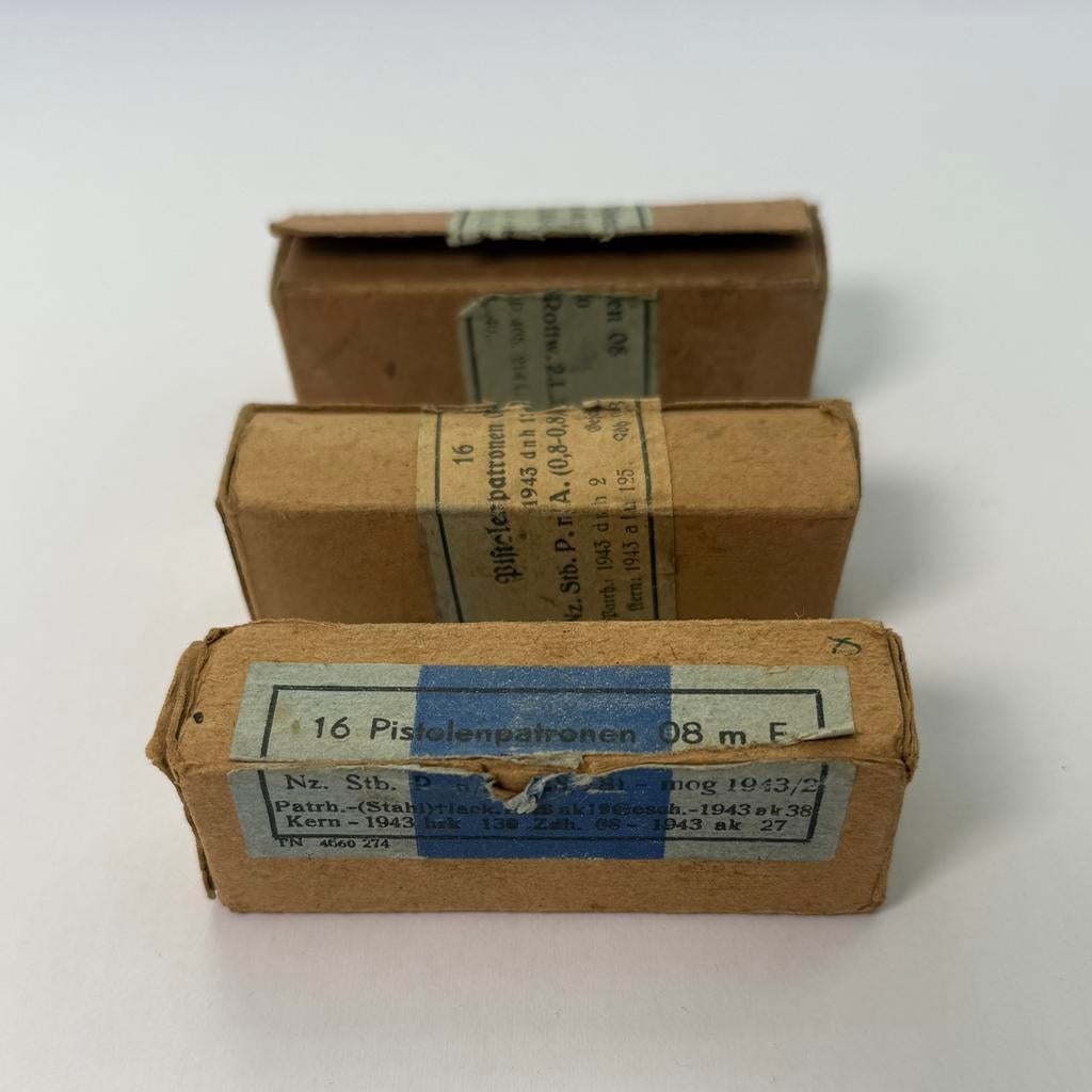 3x Duits 9mm doosje leeg wo2, Verzamelen, Ophalen of Verzenden, Duitsland, Hulzen of Bodemvondsten