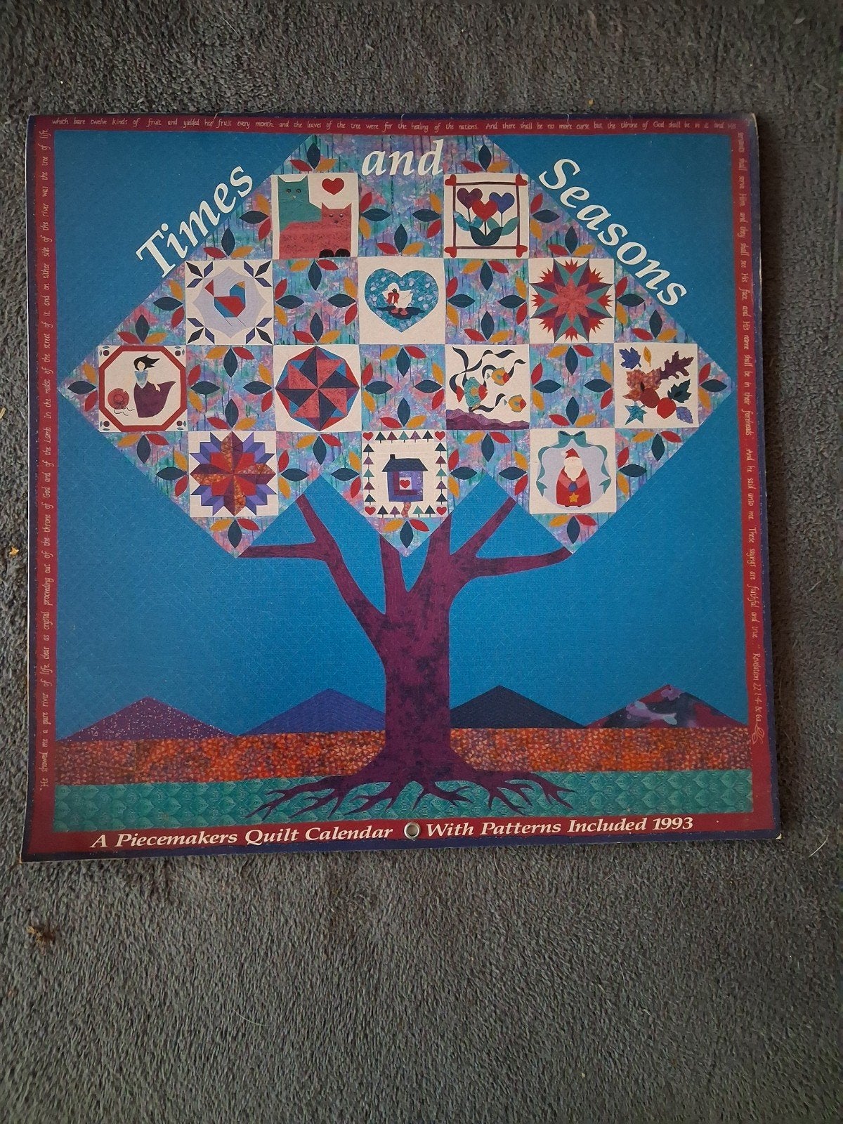 1993 Times and Seasons Quilt Kalender met Patronen, Meerkleurig, Zo goed als nieuw, Papier of Karton, Knutselboek