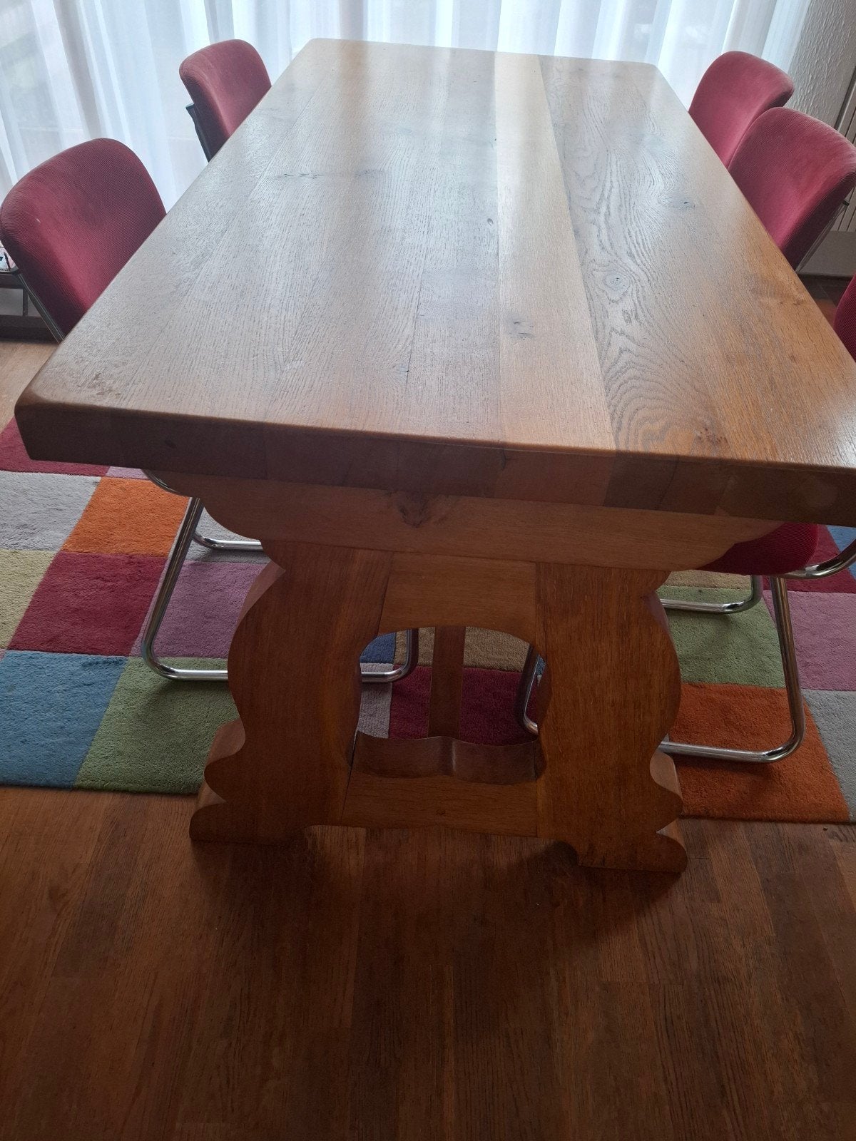 Massief eiken kloostertafel 180x90 cm, Huis en Inrichting, Ophalen, Gebruikt, Eikenhout, Kloostertafel