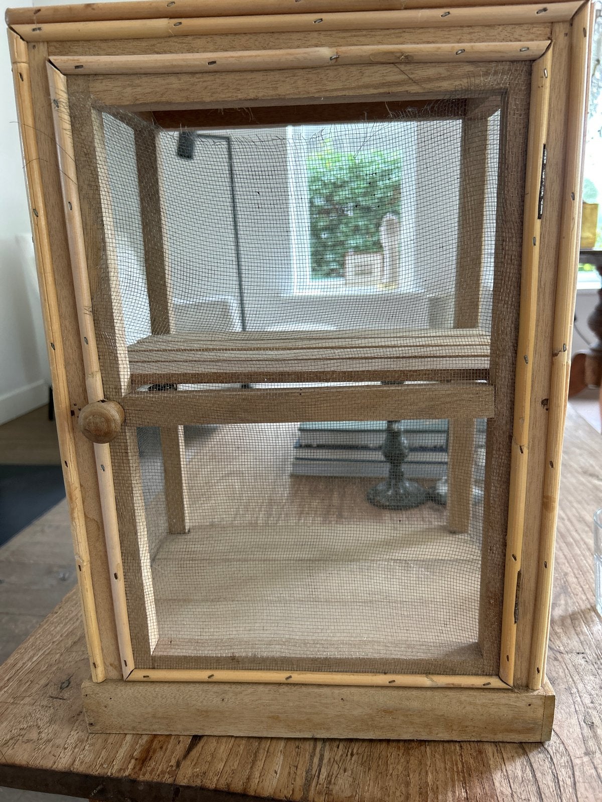 Vintage houten en gaas insecten- of vlinderkastje, Antiek en Kunst, Ophalen of Verzenden