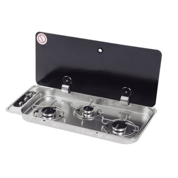 CAN FC1349E-BE 3-pits kookplaat met een gedeelde glasplaat, Caravans en Kamperen, Camper-accessoires, Ophalen of Verzenden, Nieuw