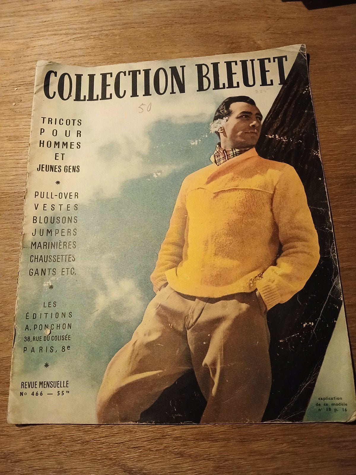 Collection Bleuet nr. 466 (1958), breiboek herenkleding, Ophalen of Verzenden, Gebruikt, Breien, Patroon of Boek