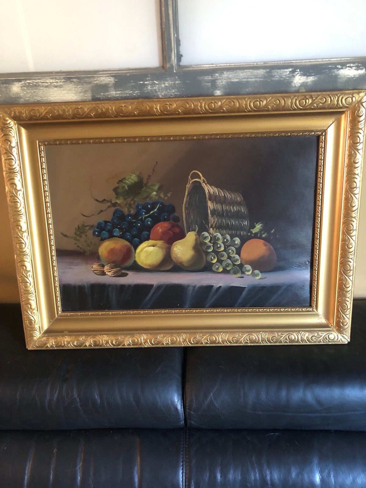 Prachtig Stilleven Schilderij - Fruitmand 75x55 cm, Doek, Stilleven, Ophalen of Verzenden, Olieverf