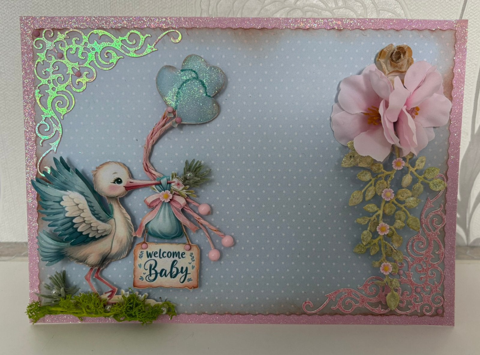 Super mooi kwaliteit 3D baby kaart~15x21~ ooievaar, Ophalen of Verzenden, Nieuw, Overige thema's