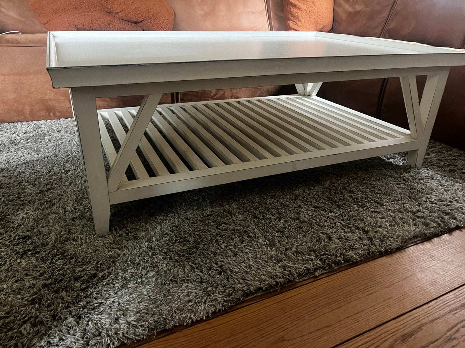 Grote Vintage Witte Salontafel - 135x90x47 cm, Huis en Inrichting, Ophalen, Gebruikt, 100 tot 150 cm, Vintage