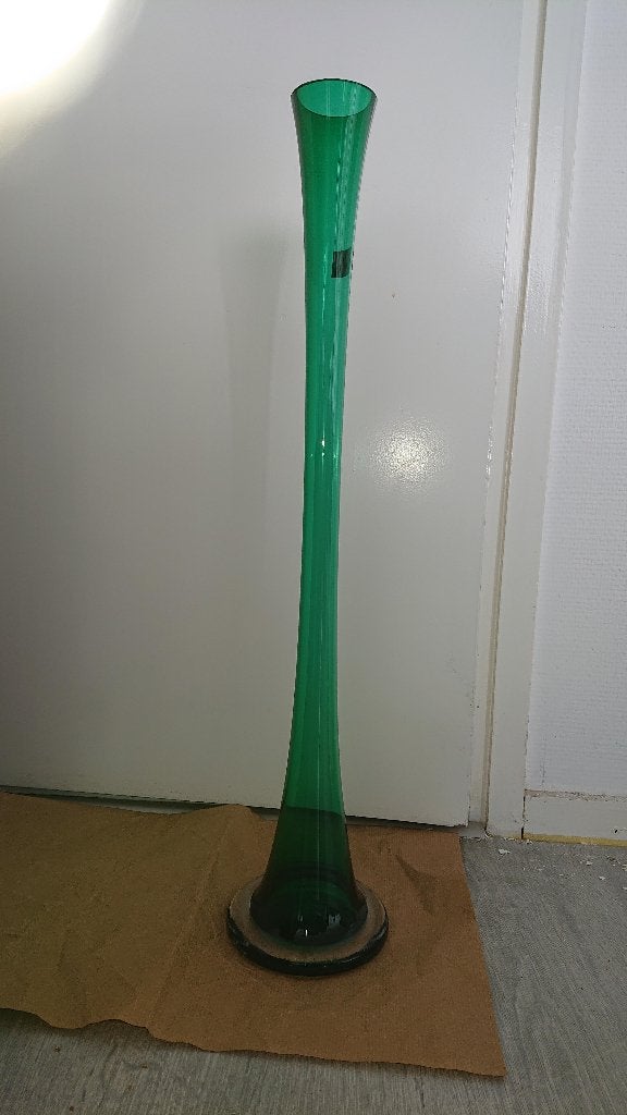 Groene Makora Vaas - Krosno Polen - 64cm, Ophalen, Handgemaakt, 64 cm, Groen