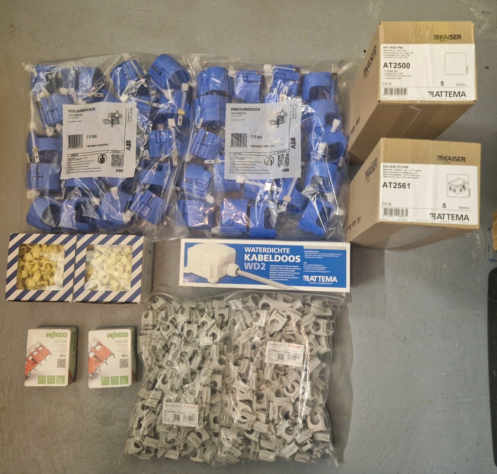 Elektra lasdoos beugels lasdop hollewanddoos spijkerclips, Ophalen, Nieuw