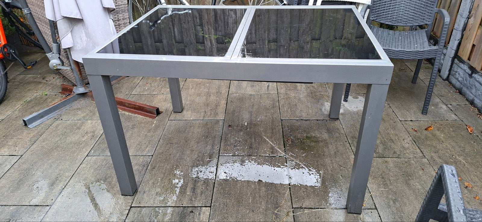 Aluminium uitklapbare tuintafel, Ophalen, Gebruikt, Rechthoekig, Aluminium