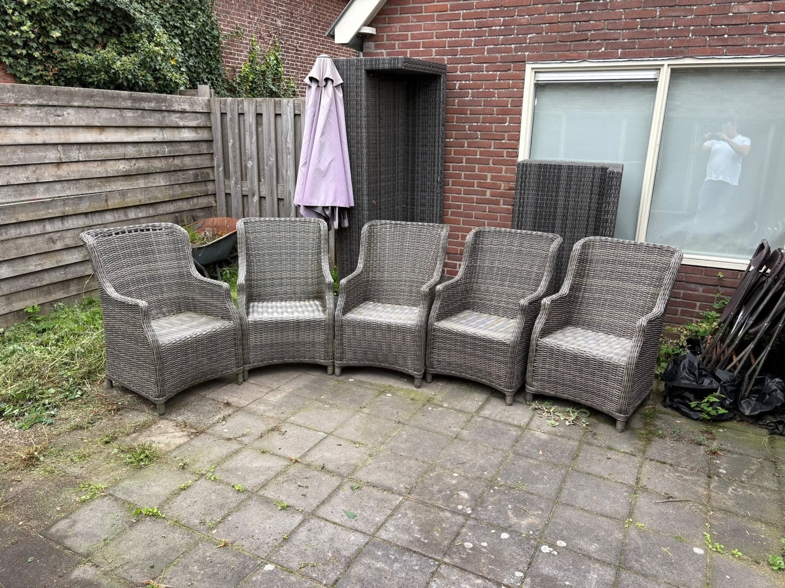 5 mooie wicker buitenstoelen, Ophalen, Gebruikt, Wicker