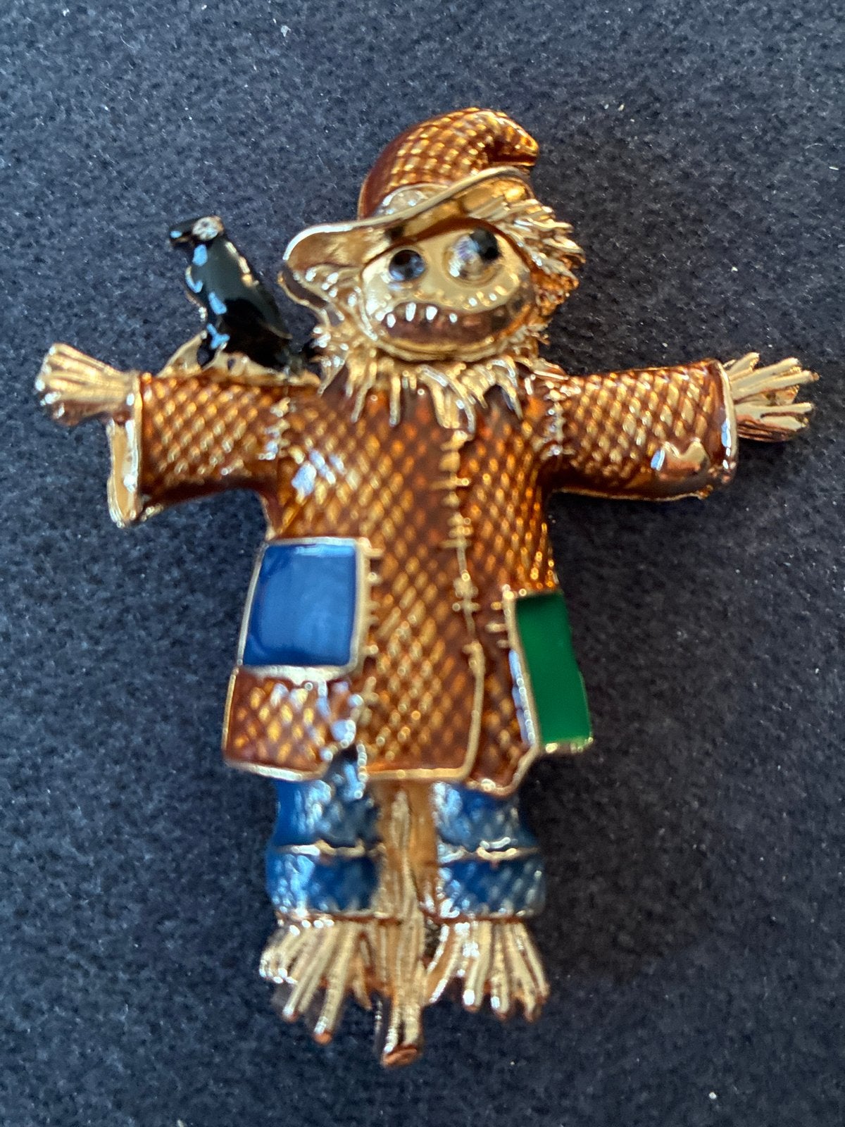 Leuke Broche Vogelverschrikker met Kraai, Met kristal, Overige materialen, 4 tot 7 cm, Gebruikt