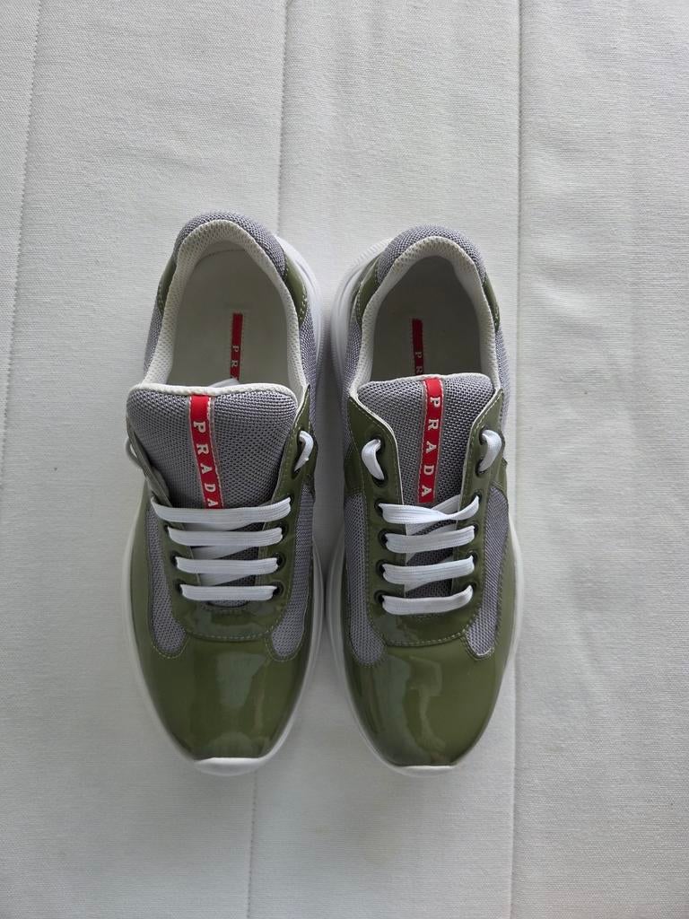 Prada cups schoenen olive green maat 43, Ophalen, Overige kleuren, Prada, Sneakers of Gympen
