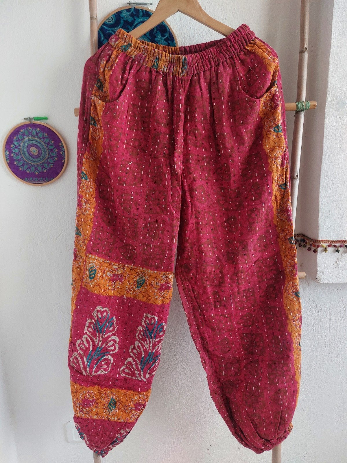 Kantha broeken, laten maken in India, Kleding | Dames, India, Maat 42/44 (L), Nieuw, Lang