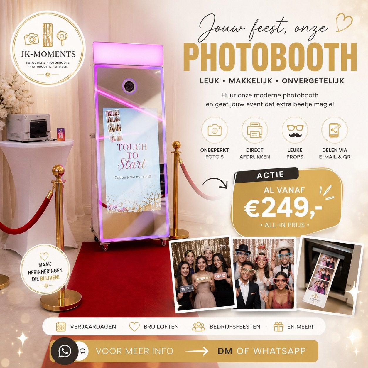 Mirror photobooth actie! Vanaf €249,-!, Ophalen of Verzenden, Overige